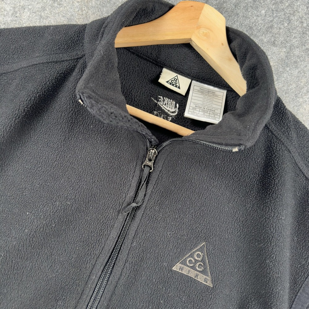 Nike ACG Vest Mens‎ Large Black Fleece Full Zip Outdoor Pockets Made in Taiwan